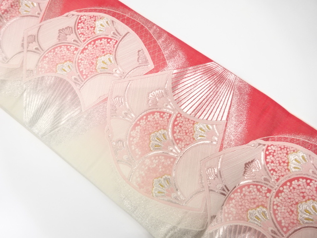 JAPANESE FUKURO OBI / WOVEN SEIGAIHA & SAKURA